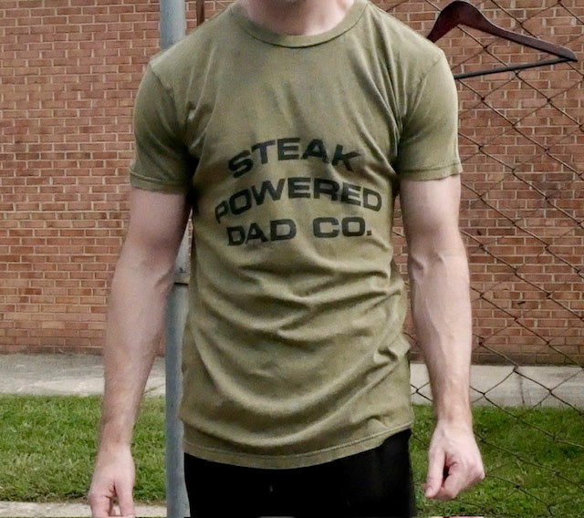 Steak Powered Dad Co. T-Shirt — Vintage Mineral Wash Dad Tee (100% cotton)