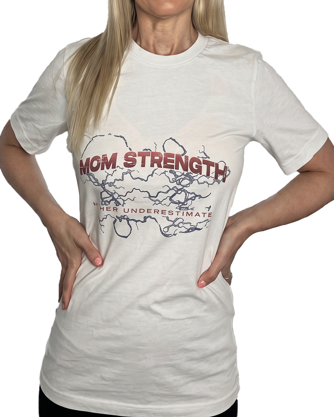 Mom Strength : Never Underestimate" Graphic Tee (100% Cotton)