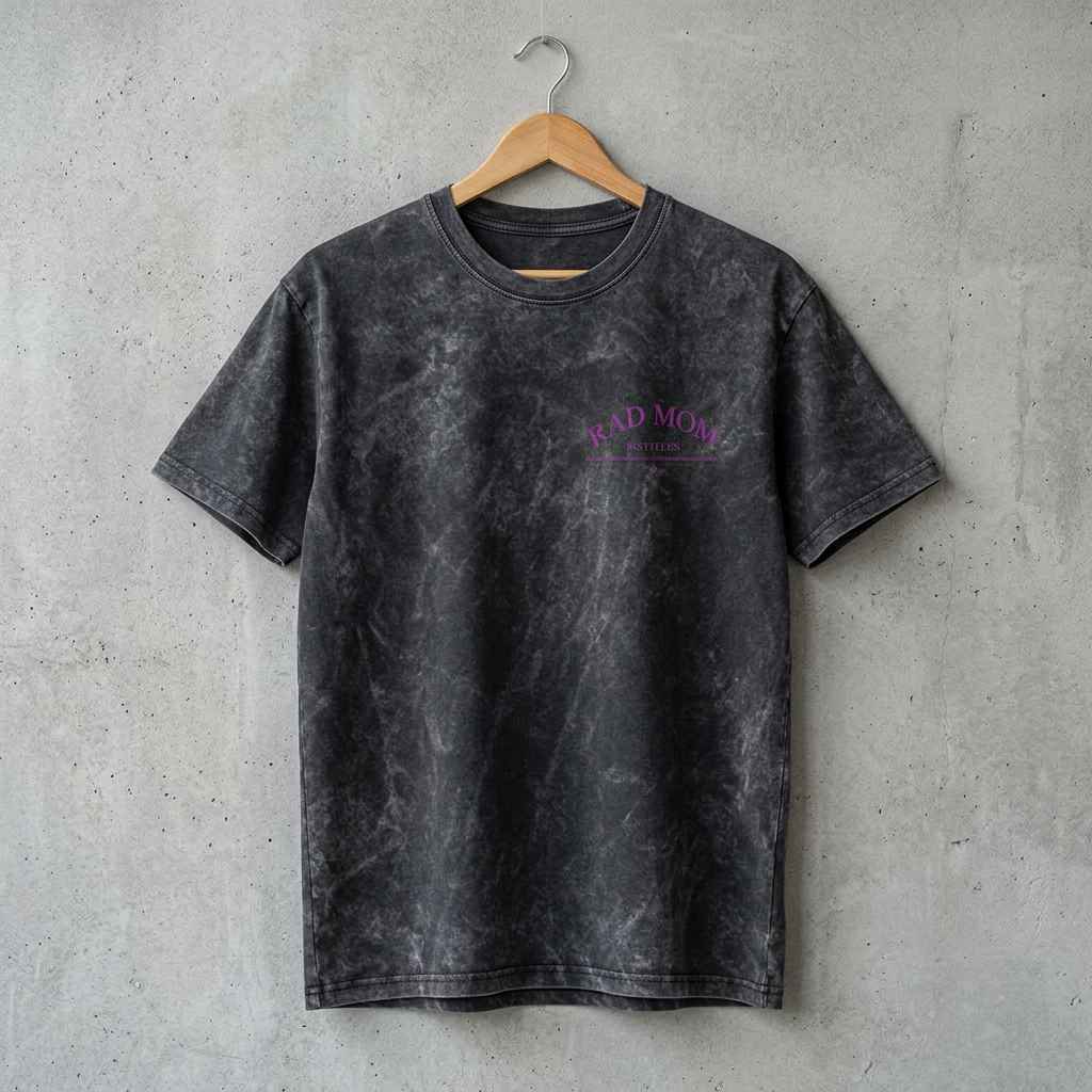 "Rad Mom Outfitters ; Raising Rad Kids Worldwide" Washed Graphic T‑Shirt (100% Cotton)